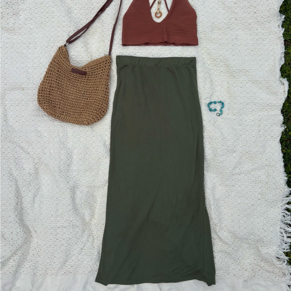 Olive Green Maxi Skirt